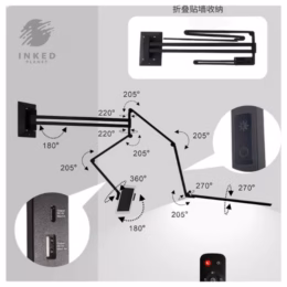 Zidna LED lampa za tattoo i PMU studio sa podesivim nosačima